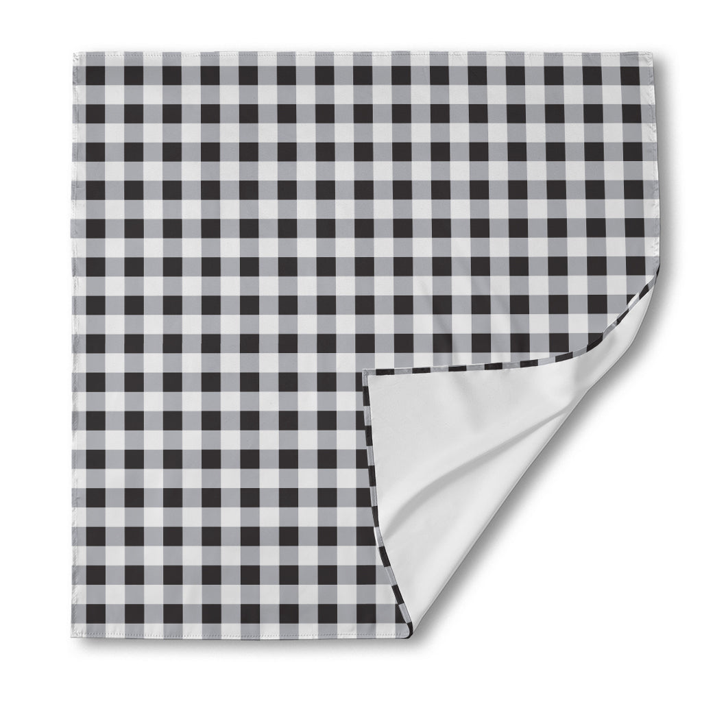 Black And White Check Pattern Print Silk Bandana