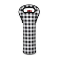 Black And White Check Pattern Print Single Neoprene Wine Tote