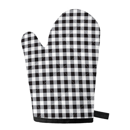 Black And White Check Pattern Print Single Oven Mitt