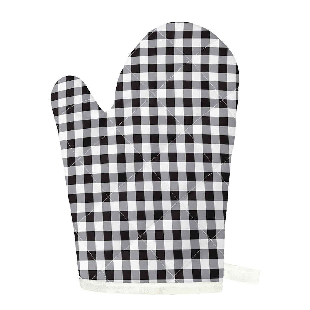 Black And White Check Pattern Print Single Oven Mitt