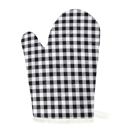 Black And White Check Pattern Print Single Oven Mitt