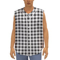 Black And White Check Pattern Print Sleeveless Baseball Jersey
