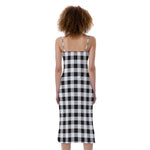 Black And White Check Pattern Print Slim Fit Midi Cami Dress