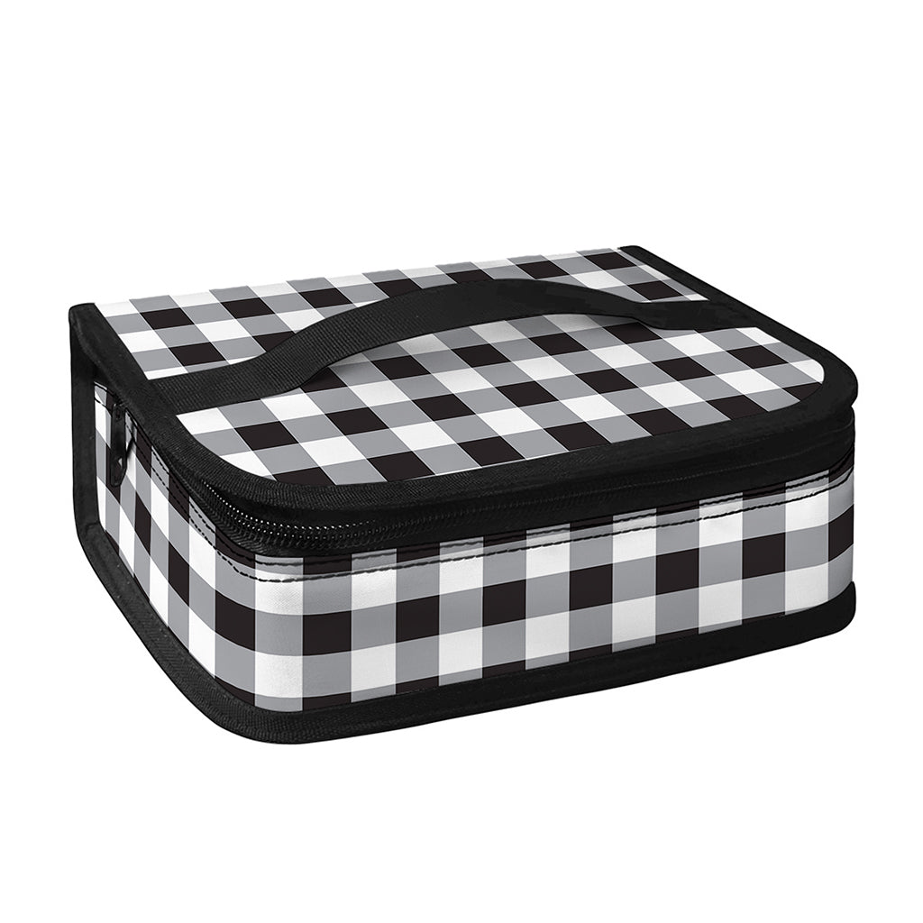 Black And White Check Pattern Print Small Lunch Bag