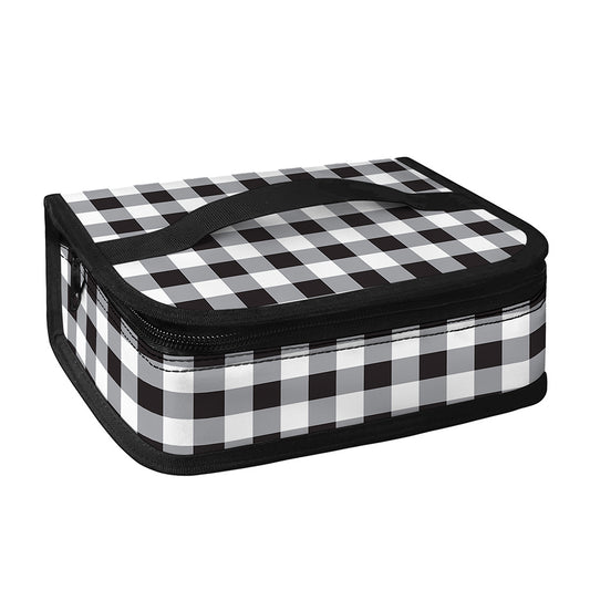 Black And White Check Pattern Print Small Lunch Bag