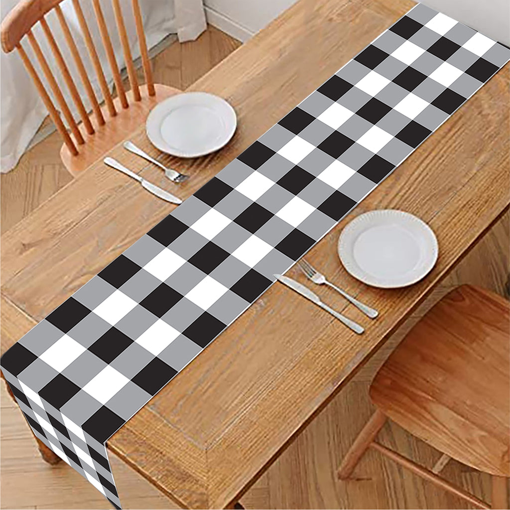 Black And White Check Pattern Print Table Runner