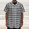 Black And White Check Pattern Print Textured Short Sleeve Shirt