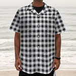 Black And White Check Pattern Print Textured Short Sleeve Shirt