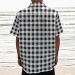 Black And White Check Pattern Print Textured Short Sleeve Shirt