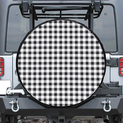 Black And White Check Pattern Print Tire Cover