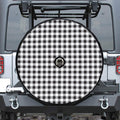 Black And White Check Pattern Print Tire Cover With Camera Hole