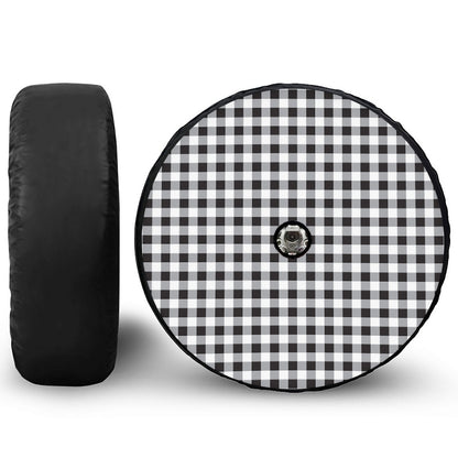 Black And White Check Pattern Print Tire Cover With Camera Hole