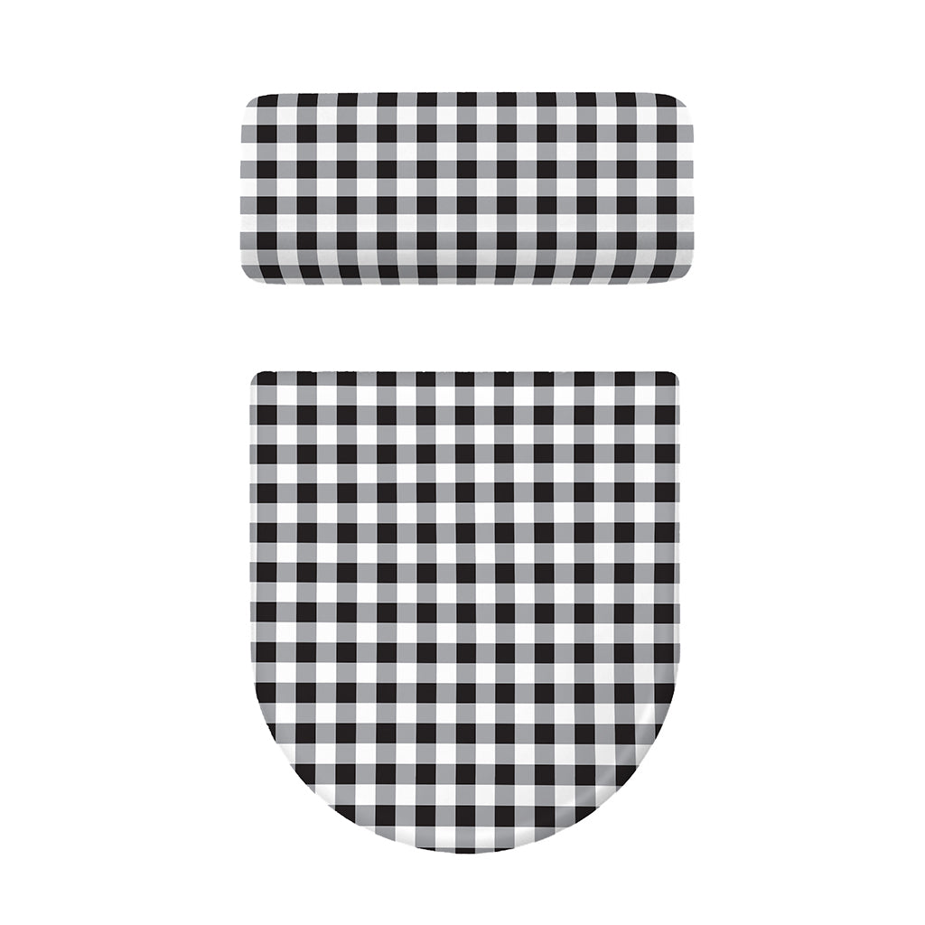 Black And White Check Pattern Print Toilet Lid And Tank Cover Set