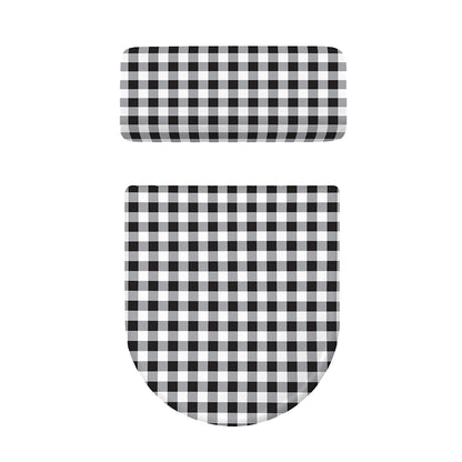 Black And White Check Pattern Print Toilet Lid And Tank Cover Set