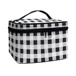 Black And White Check Pattern Print Travel Makeup Bag