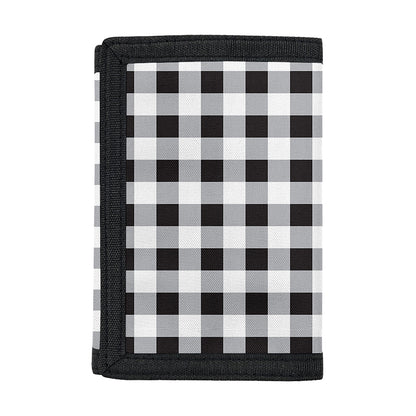 Black And White Check Pattern Print Trifold Wallet
