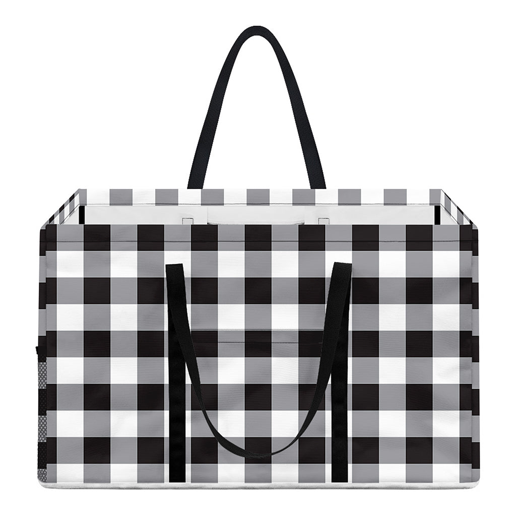 Black And White Check Pattern Print Utility Tote Bag