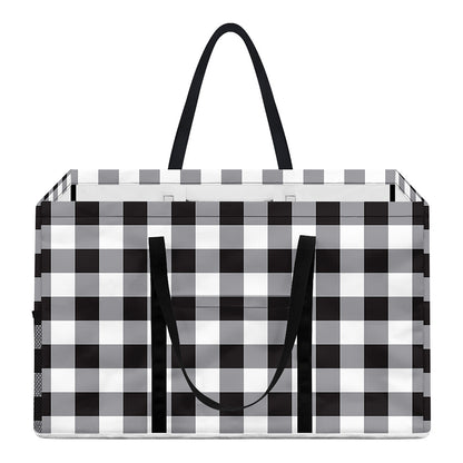 Black And White Check Pattern Print Utility Tote Bag