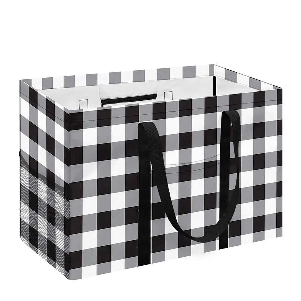Black And White Check Pattern Print Utility Tote Bag
