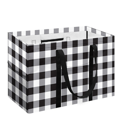 Black And White Check Pattern Print Utility Tote Bag