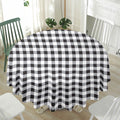 Black And White Check Pattern Print Waterproof Round Tablecloth