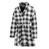 Black And White Check Pattern Print Women's Bathrobe