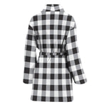 Black And White Check Pattern Print Women's Bathrobe