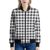 Black And White Check Pattern Print Women's Bomber Jacket