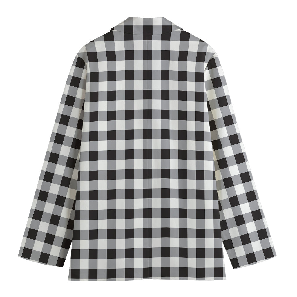 Black And White Check Pattern Print Women's Cotton Blazer