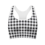 Black And White Check Pattern Print Women's Sports Bra