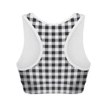 Black And White Check Pattern Print Women's Sports Bra