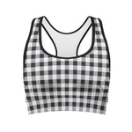Black And White Check Pattern Print Women's Sports Bra