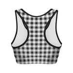 Black And White Check Pattern Print Women's Sports Bra