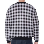 Black And White Check Pattern Print Zip Sleeve Bomber Jacket