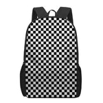 Black And White Checkered Pattern Print 17 Inch Backpack