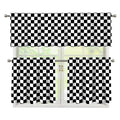 Black And White Checkered Pattern Print 3 Piece Kitchen Curtains