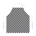 Black And White Checkered Pattern Print Adjustable Apron