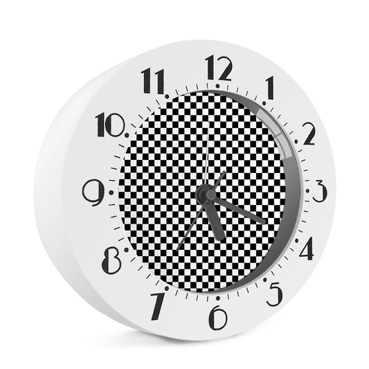 Black And White Checkered Pattern Print Alarm Clock