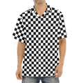 Black And White Checkered Pattern Print Aloha Shirt