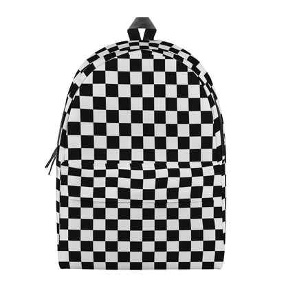 Black And White Checkered Pattern Print Backpack