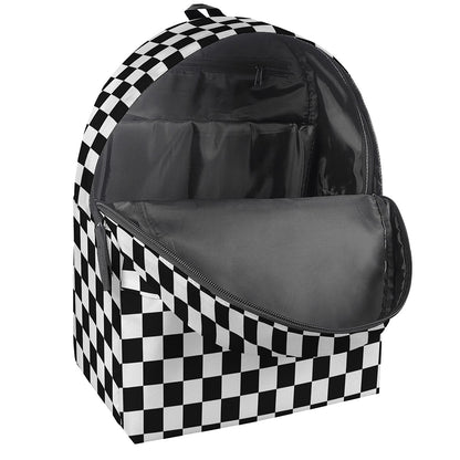 Black And White Checkered Pattern Print Backpack