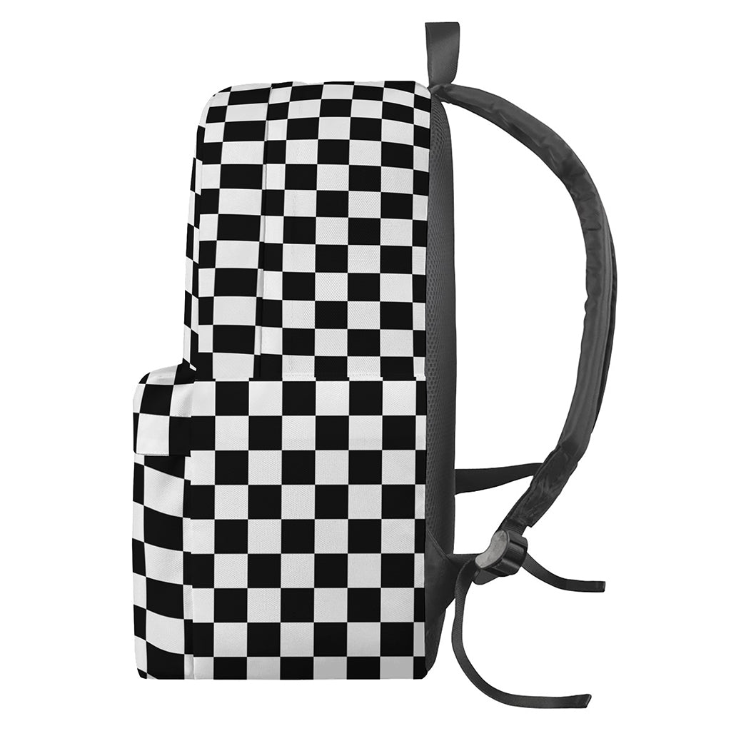Black And White Checkered Pattern Print Backpack