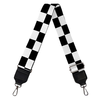Black And White Checkered Pattern Print Bag Strap