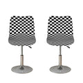 Black And White Checkered Pattern Print Bar Stool Covers