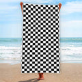 Black And White Checkered Pattern Print Beach Towel