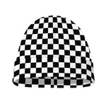 Black And White Checkered Pattern Print Beanie