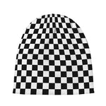 Black And White Checkered Pattern Print Beanie