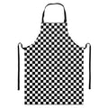 Black And White Checkered Pattern Print Bib Apron With Pocket