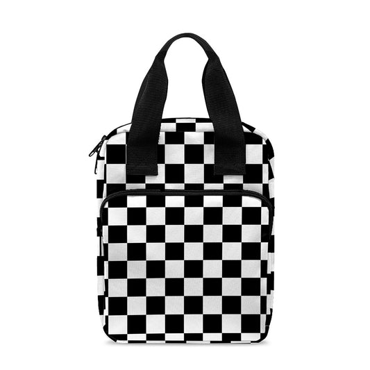 Black And White Checkered Pattern Print Bible Tote Bag