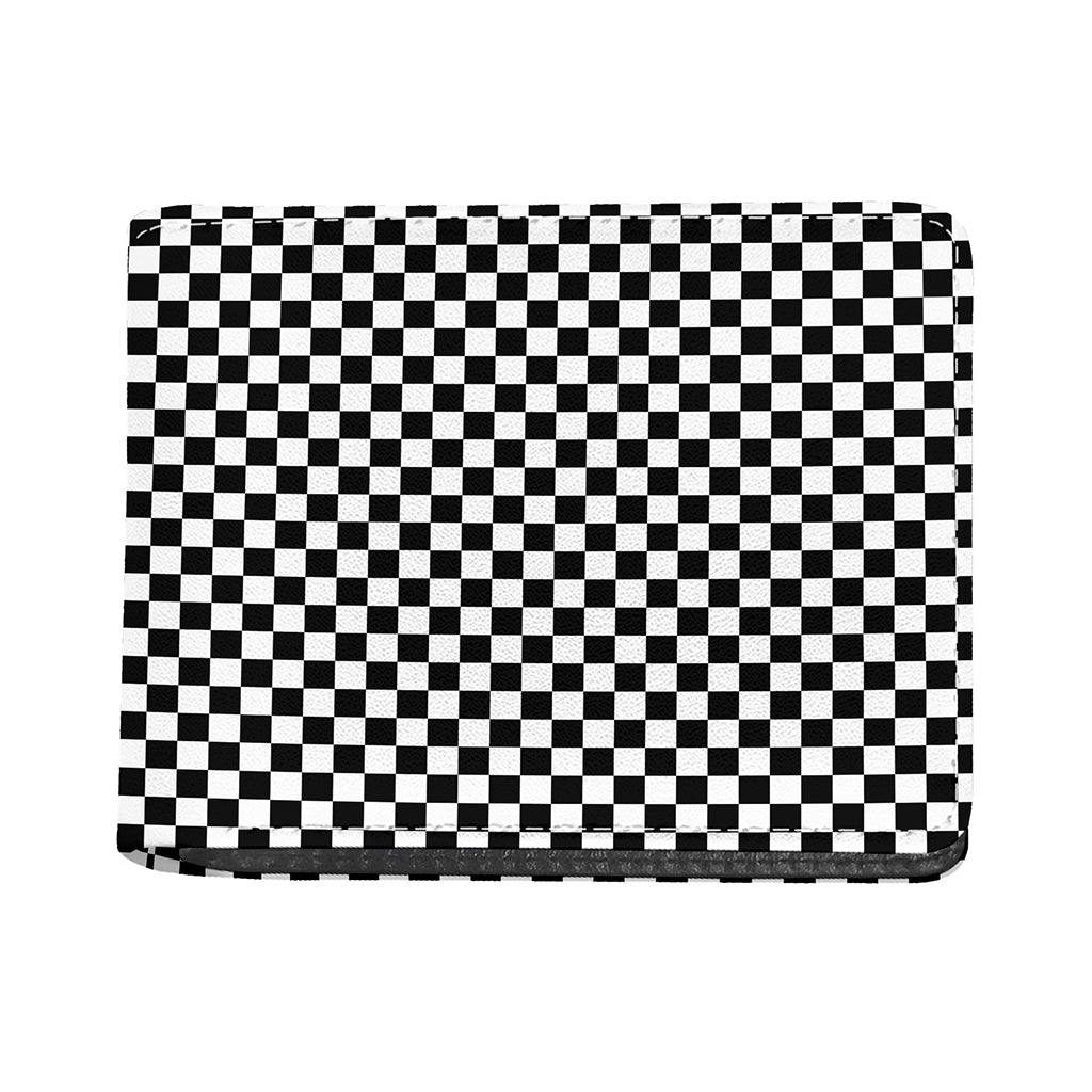 Black And White Checkered Pattern Print Bifold Wallet